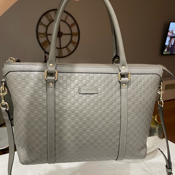 Gucci Guccissima gray leather tote bag with strap 449656 - Picture 8 of 16
